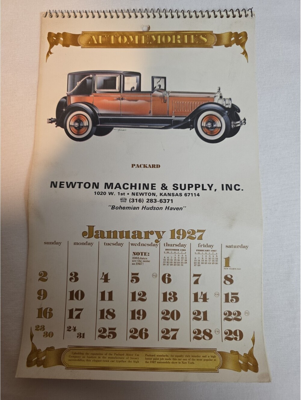 Automemories 1927 Calendar